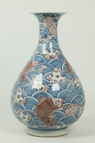 Chinese Blue & Red Porcelain Yuhuchunping Vase