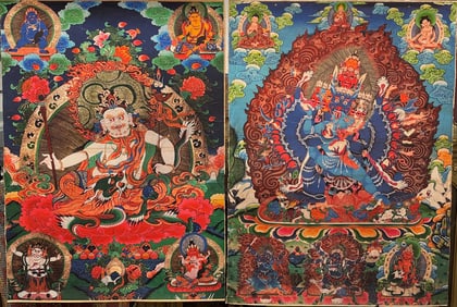 Two Tibetan Buddhist Print Thangka