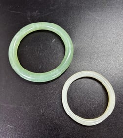 Chinese Pale Celadon Jadeite Bangle; Child's Glass