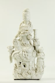 Chinese 18/19th C Blanc de Chine Porcelain Guanyin