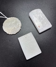 3 Chinese White Jade Pendants