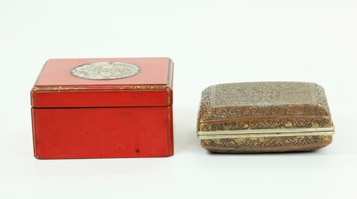 Chinese 18C White Jade Dbl Fish Pendant; 2 Boxes