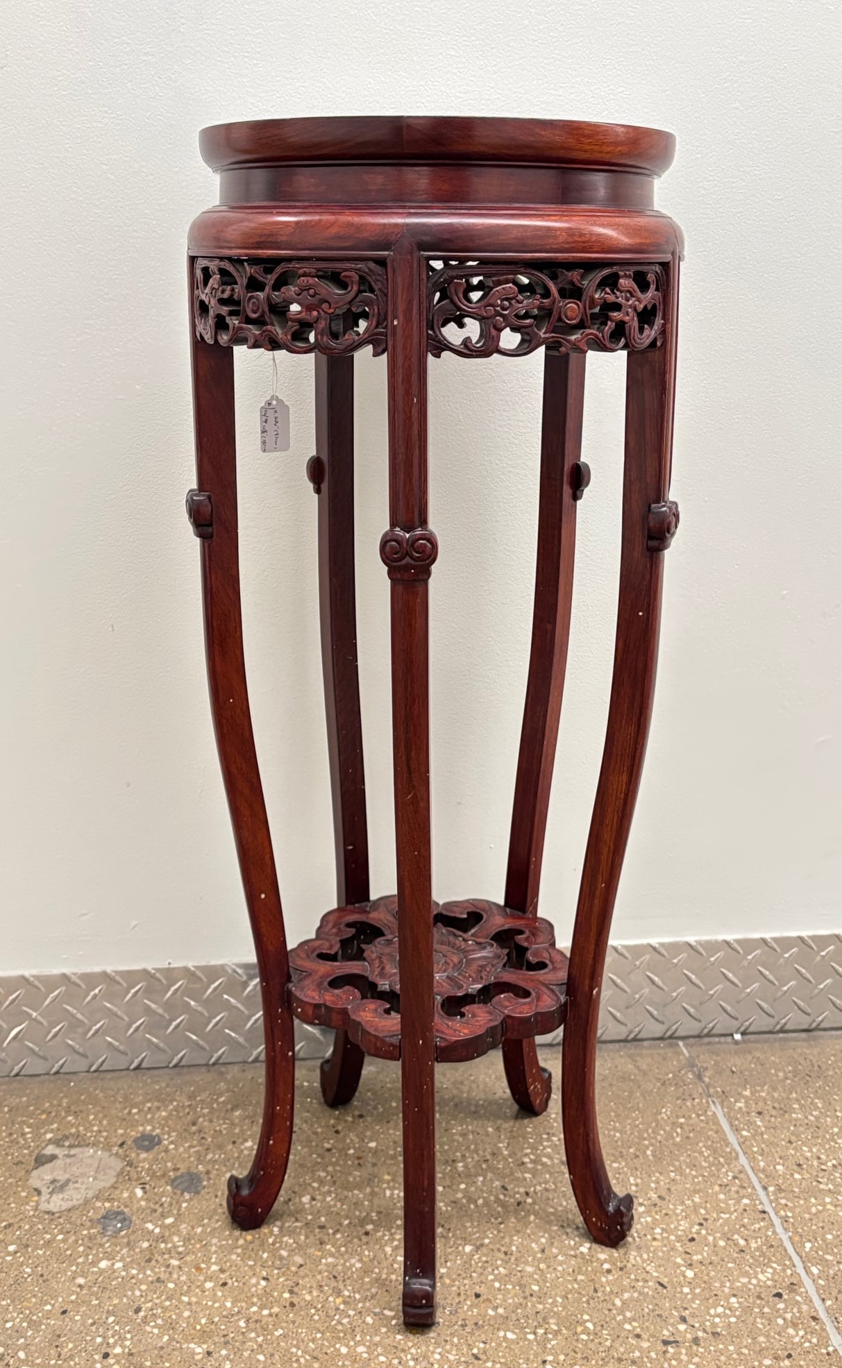 Chinese Marble Inlaid Hardwood Round Table (1 of 7)