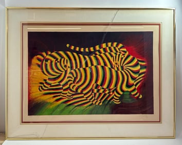 Victor Vasarely; Tigres Signed Lithograph 82/120