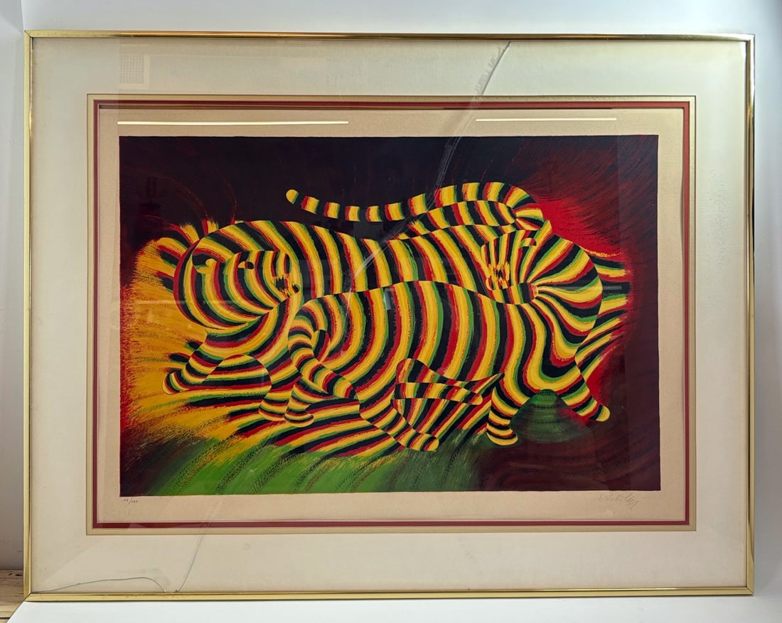 Victor Vasarely; Tigres Signed Lithograph 82/120 (1 of 6)