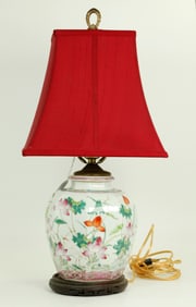 Chinese Octagonal Porcelain Egret & Lotus Vase