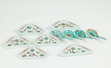 10 Chinese Porcelains; Part Dinner Set 4 Spoons