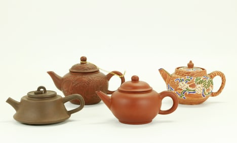 3 Small Chinese Yixing Zisha Teapots 1 Japanese