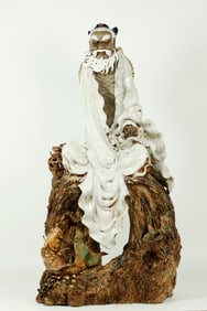 Fine Lg Chinese Exhibition Shiwan Porcelain Lohan