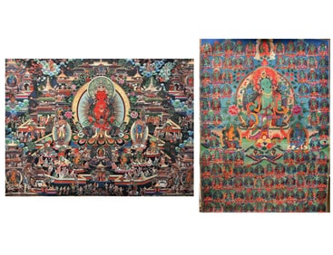 Two Tibetan Buddhist Print Thangka