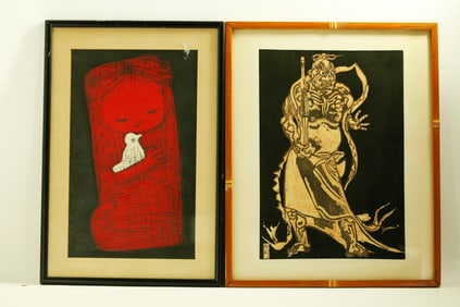 2 Japanese Woodblocks Kaoru Kawano; Asaka Manjiro