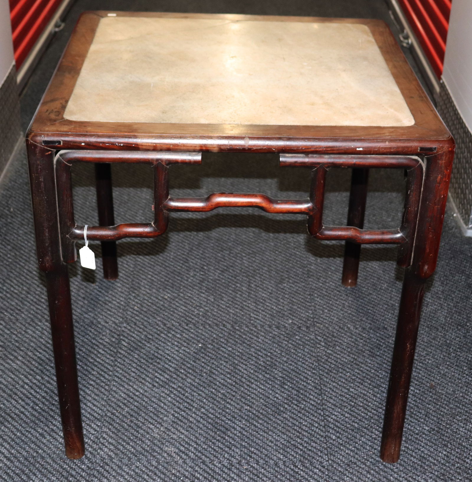 Chinese 19 C Sq Hard Wood Marble Top Game Table (1 of 7)