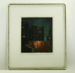 Mixed Media & Print; City Buildings at Night