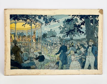 Fine Watercolor Illustration Southern Band Stand