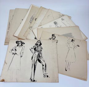 21 Pages Fashion & Artist Drawings Ink & Pencil