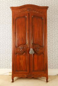 Small & Narrow French Provincial Wood TV Armoire