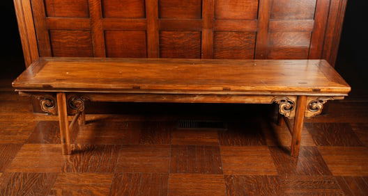 Chinese Hard Wood Bench Low Table Ruyi Brackets