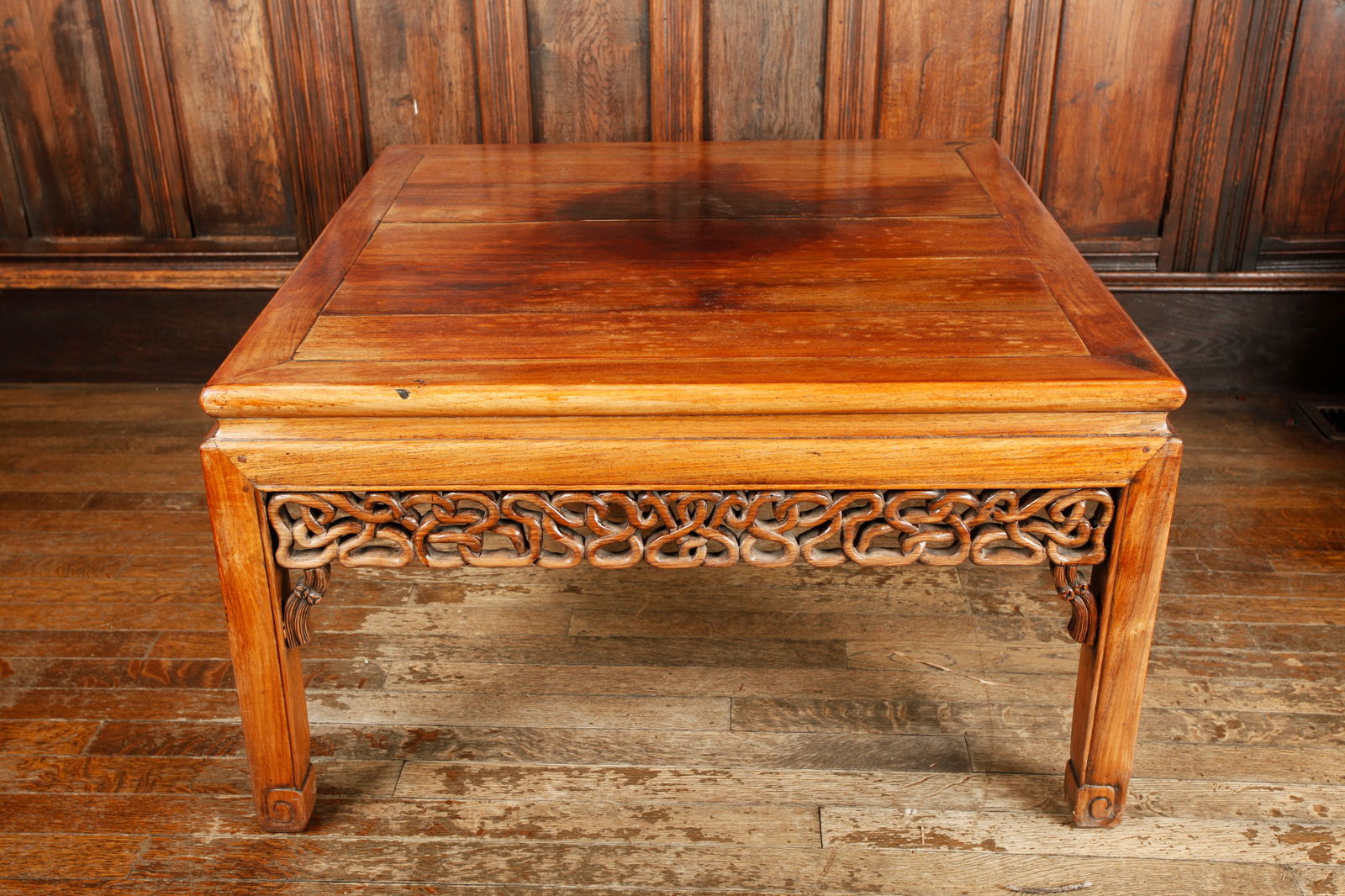 Chinese Yellow Hard Wood Sq Low Table Knot Skirt (1 of 5)