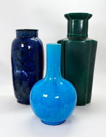 3 Monochrome Porcelain Vases