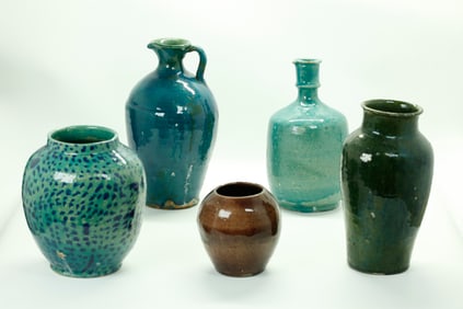 5 Assorted American Arts & Crafts Ceramic Vases