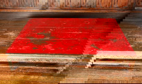 Chinese Red & Black Lacquered Wood Low Table