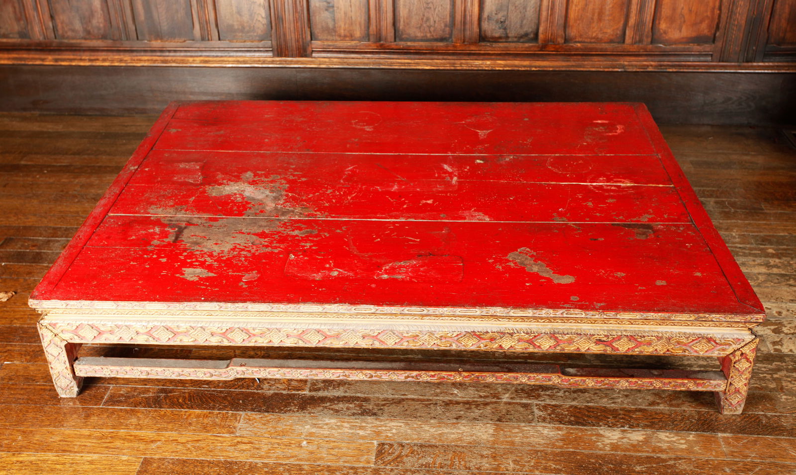 Chinese Red & Black Lacquered Wood Low Table (1 of 4)