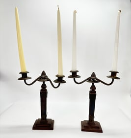 Pr Mottahedeh Design Brass Empire Candle Sticks