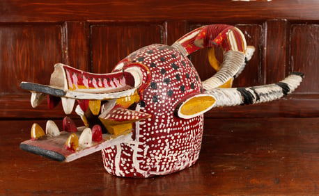 African Painted Animal Head Ceremonial Mask