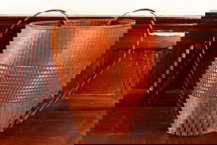 Chinese Woven Bamboo Back Basket Shoulder Straps