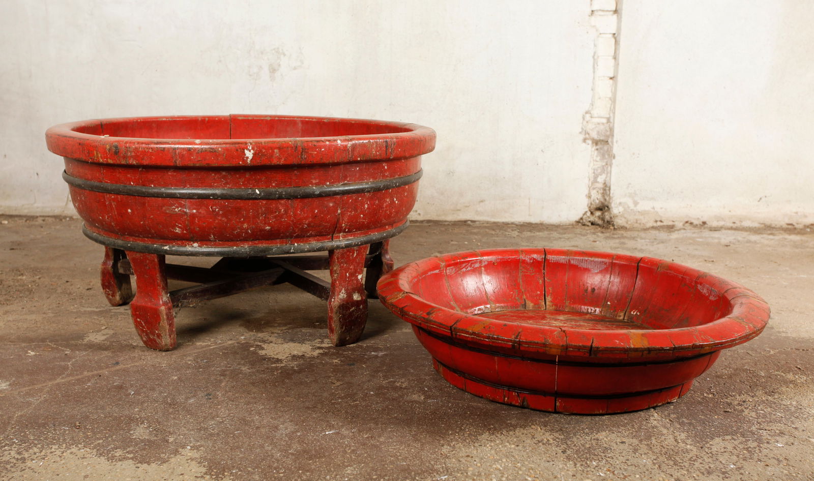 Lg Chinese Red Lacquered Wood large Bowl & Insert (1 of 3)
