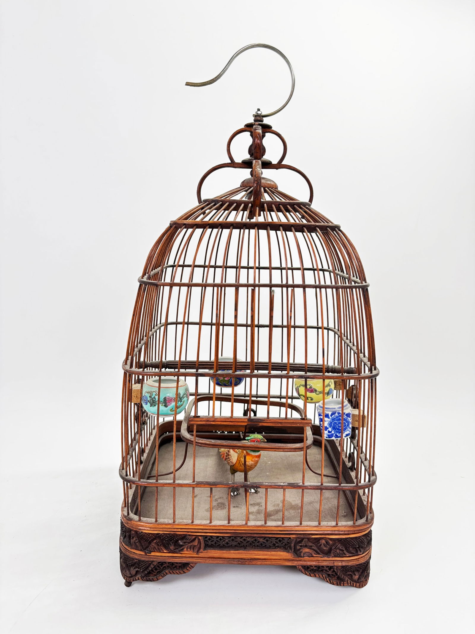Sm Chinese 4 Sided Bamboo Bird Cage 4 Feeders (1 of 5)