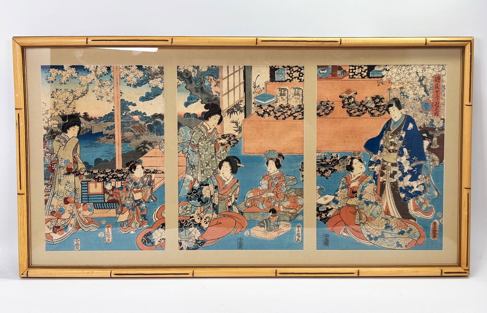 Utagawa Kunisada Woodblock Genji's Series Triptych (1 of 5)