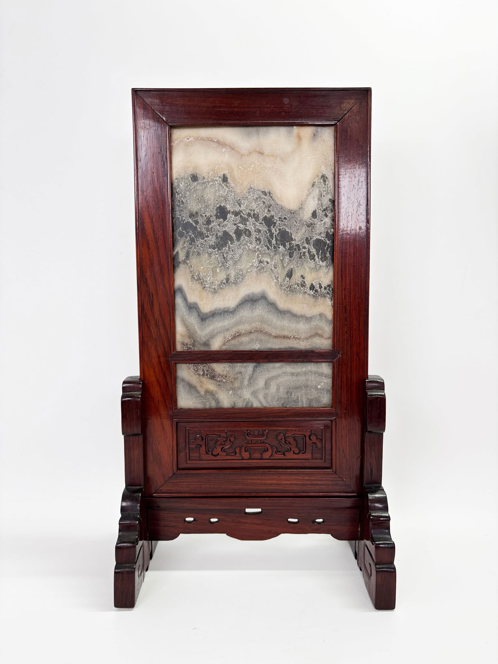 Chinese Qing Dreamstone Hard Wood Table Screen (1 of 6)