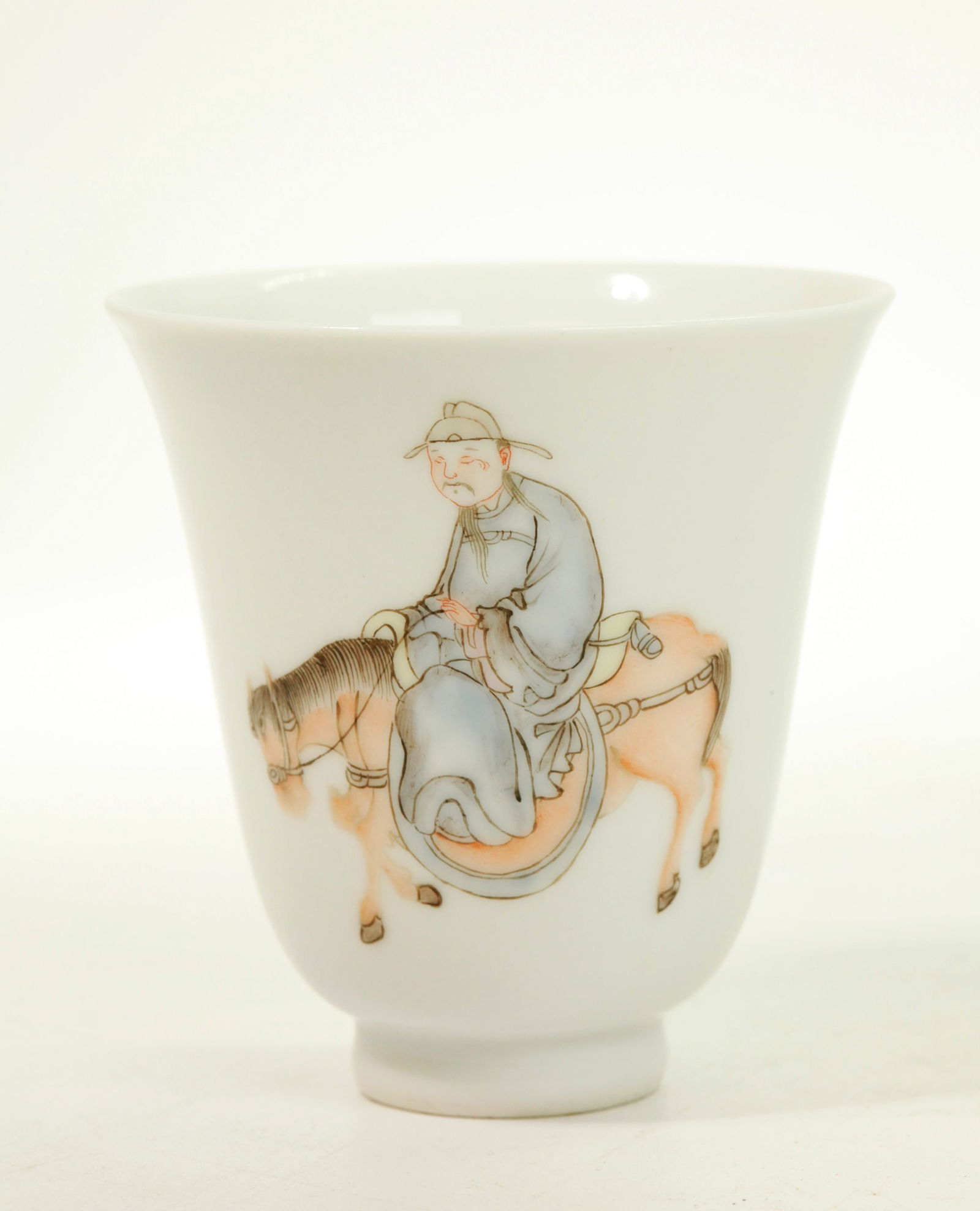 Chinese Porcelain Teacup Scholar & Horse (1 of 5)