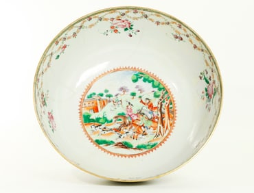 Chinese 18th C Porcelain Bowl European Hunt Scene