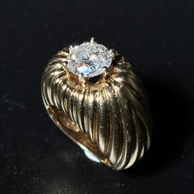 Designer Diamond 2.75ct & 14K Gold Domed Ring
