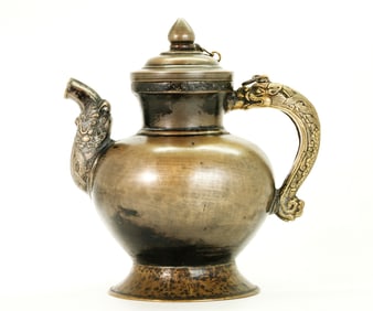 Fine Tibetan 18 C Bronze Ritual Dragon Pitcher