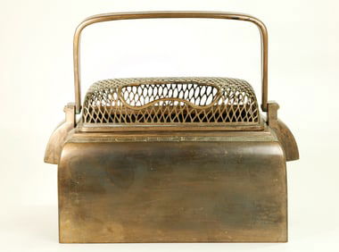 Lg Chinese White Bronze Rectangular Foot Warmer