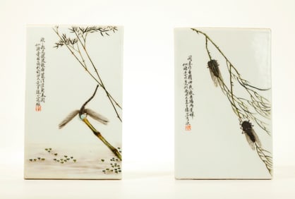 2 Chinese Miniature Porcelain Enameled Plaques