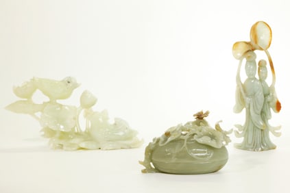3 Good Chinese Jade or Jadeite Carvings