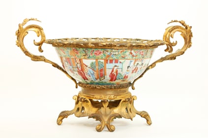 Chinese 19th C Porcelain & Gilt Bronze Centerpiece
