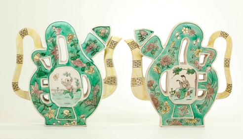 Pr Chinese Biscuit Porcelain Fu Character Teapots