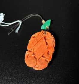Fine & Lg Chinese 18th C Pink Coral Pendant