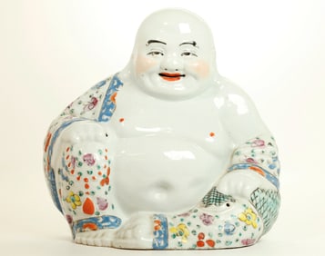 Chinese Enameled Porcelain Seated Budai Buddha