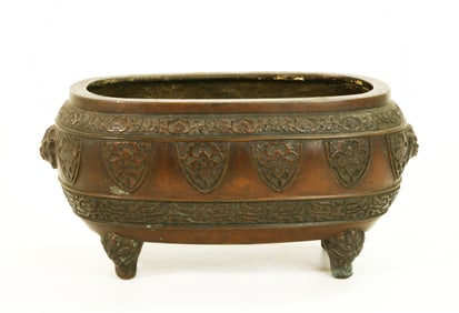 Chinese Qing Ovoid Bronze Censer on 4 Feet