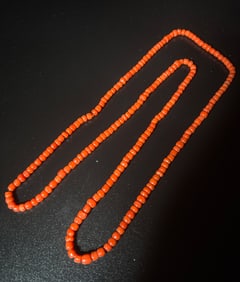 GIA Certified Coral Bead Necklace; 41.63G