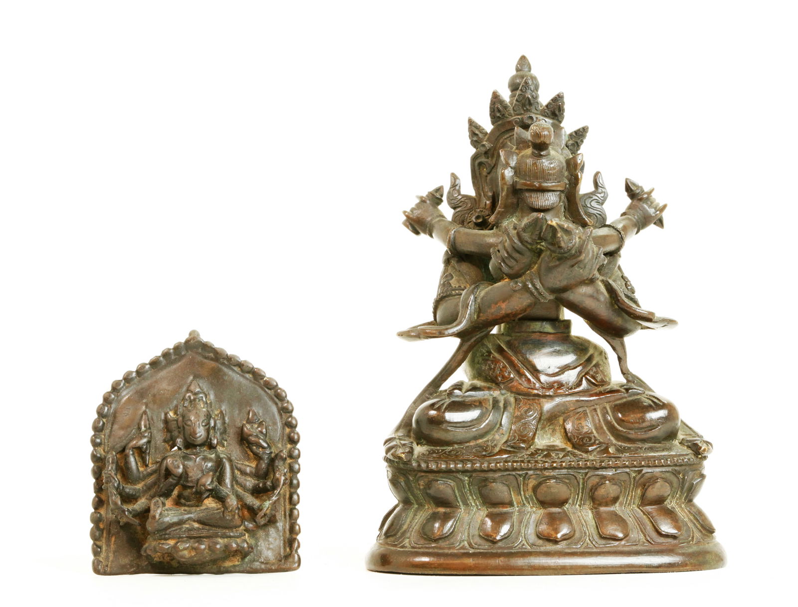 Tibetan 19C Bronze Dieties; Avalokiteshvara Plaque (1 of 6)
