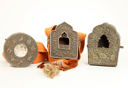 3 Tibetan Silver Front Portable Shrine Gao Boxes