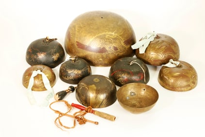 8 Japanese Hanging Temple Bells; 1 Bowl