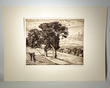 Luigi Lucioni; Etching Trees & Mountains 1936
